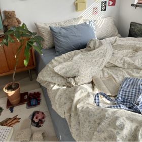 Retro French Flower Cotton Four-piece Set (Option: Brownie Fantasy-2m Bed Sheet)