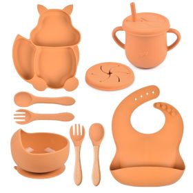 Silicone Squirrel Tableware Baby Silicone Food Supplement Set Baby Spork Integrated Silicone Plate Suit (Option: Y25-Suit)