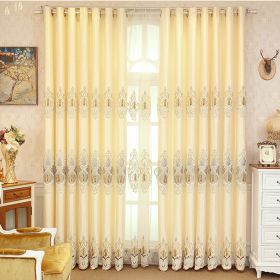 Crown European Embroidery Cloth Mesh Curtains Living Room Bedroom Simple (Option: Beige-1 M)