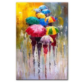 100% Hand Painted Abstract Oil Painting Wall Art Modern Figure Rain view On Canvas Home Decoration For Living Room No Frame (size: 50x70cm)