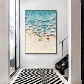 Thick Texture People On The Beach Handmade Abstract Oil Painting Unframed Custom Artwork China Import Item Decoration For Home (size: 100x150cm)