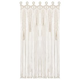 Boho Macrame Curtain for Window Doorway Room Divider Large Long Macrame Wall Hanging Bohemian Home Wedding Decor (size: 79 x 35 inches)