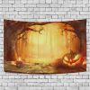 Halloween Night Tapestry Wall Hanging Haunted Woods and Pumpkins for Bedroom
