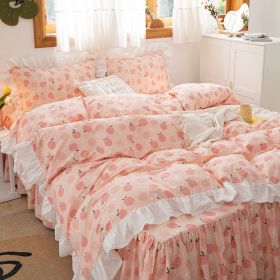 Small Floral Korean Version Bed Skirt Set Of Four Pieces (Option: Oolong-1.8m bed skirt style)