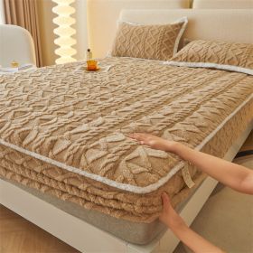 Winter Thicken Thermal Corn Velvet Milk Fiber Quilted Fitted Sheet Fully Surrounded Mattress Non-slip Mattress (Option: Milk Brown-150cmx200cm)
