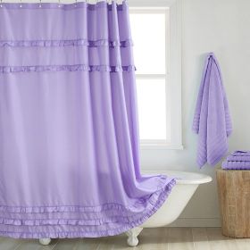 Fashion And Environment-friendly Polyester Fabrics Thickened Shower Curtain (Option: Purple Small Lace-200CM Wide X220CM High)
