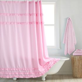 Fashion And Environment-friendly Polyester Fabrics Thickened Shower Curtain (Option: Pink Small Lace-200CM Wide X220CM High)